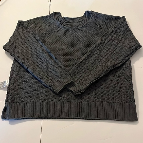 Gap Womens Gray Sweater Sz Lg Textured Reverse Stockinette Raglan Sleeves Ribbed - Picture 16 of 16